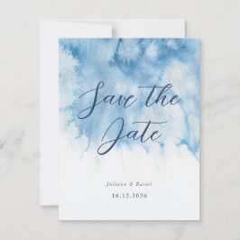 Watercolor Dusty Blue Winter Wedding Save The Date Spara Datumet
