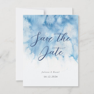Watercolor Dusty Blue Winter Wedding Save The Date Spara Datumet