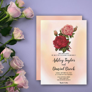 Watercolor Dusty Ro Rustic Summer Blommigt Bröllop Inbjudningar