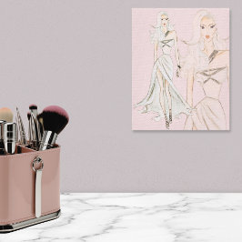 Watercolor Dusty Ro Vogue Mode modell Canvastryck