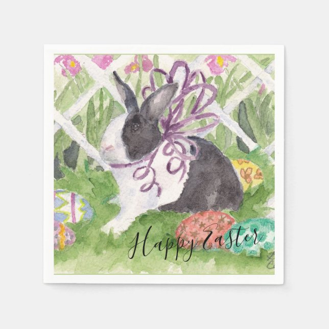 Watercolor Dutch Rabbit Påskäggs Pappersservett (Framsidan)