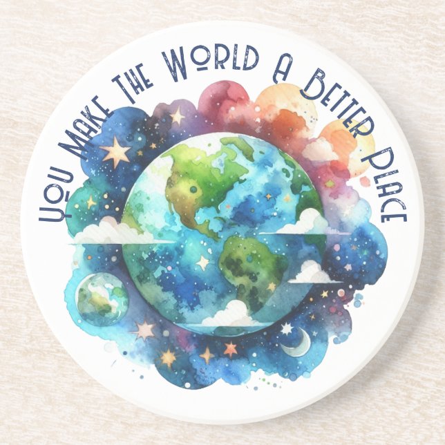 Watercolor Earth - You Make The World... Underlägg (Framsidan)