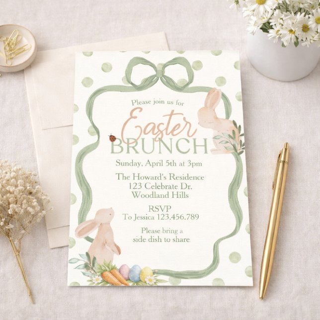Watercolor Easter Brunch Invitation | Bunny & Gree Inbjudningar (Skapare uppladdad)