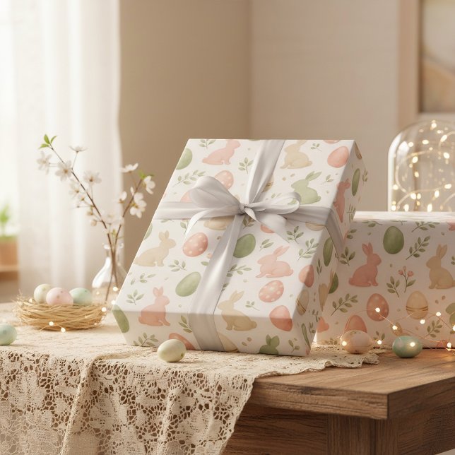 Watercolor Easter Bunny and Pastel Eggs Presentpapper (Watercolor Easter Bunny and Pastel Eggs Wrapping Paper)