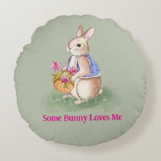 Watercolor Easter Bunny Rund Kudde