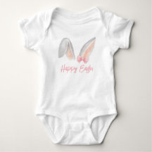 Watercolor Easter Rabbit Ears with Pink Bow Spring