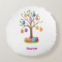 Watercolor Easter Tree with Hanging Decorated Eggs