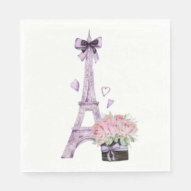 Watercolor Eiffel Torn Pappersservett (Framsidan)