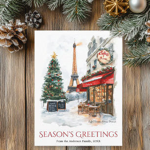 Watercolor Eiffel Torn Paris Frankrike Travel Helg Vykort