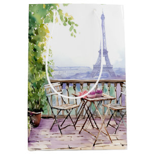 Watercolor Eiffel Torn Paris Fransk Cafe