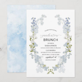 Watercolor Elegant blåa blommor studenten Brunch Inbjudningar
