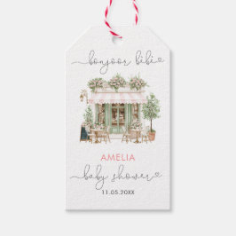 Watercolor Elegant Bonjoor bebe Baby Shower Presentetikett
