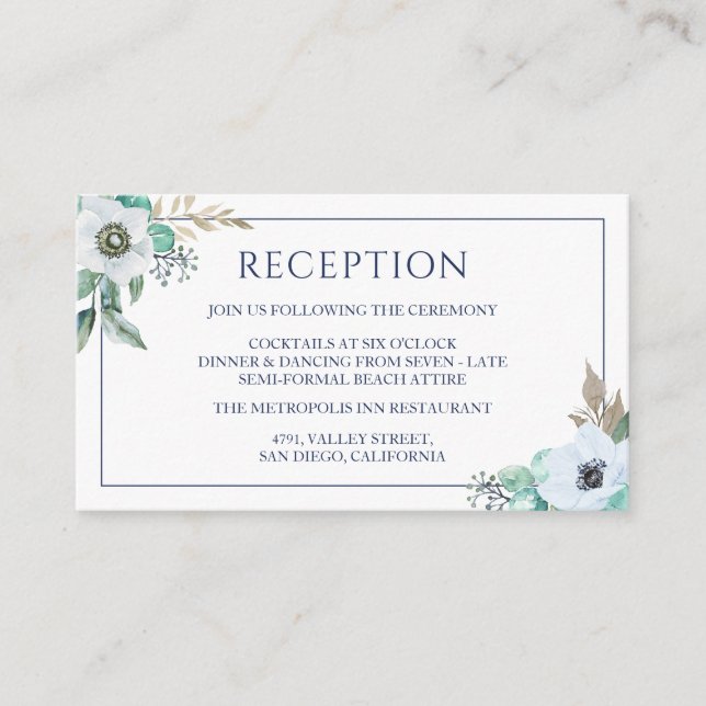 Watercolor Elegant Bouquet Wedding Reception Tilläggskort (Framsida)
