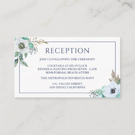 Watercolor Elegant Bouquet Wedding Reception Tilläggskort