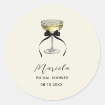Watercolor Elegant Champagne coupe black bow Brida