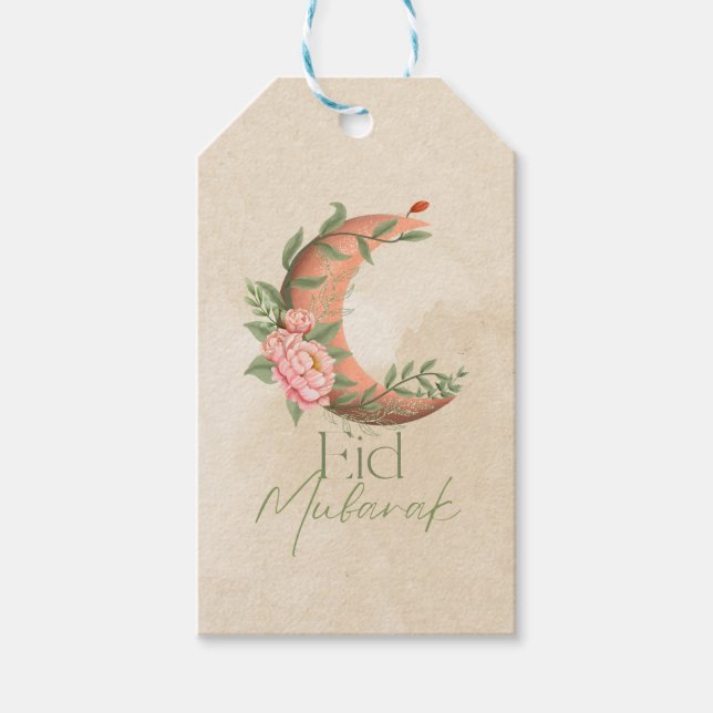 Watercolor elegant Eid Mubarak Presentetikett (Framsidan)