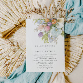Watercolor Elegant Floral Pastel Wedding Inbjudningar