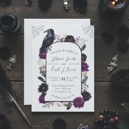 Watercolor Elegant Halloween Blommigt Boho Lila Inbjudningar