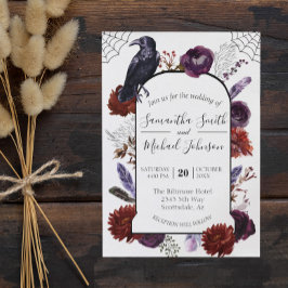 Watercolor Elegant Halloween Blommigt Boho Lila Inbjudningar