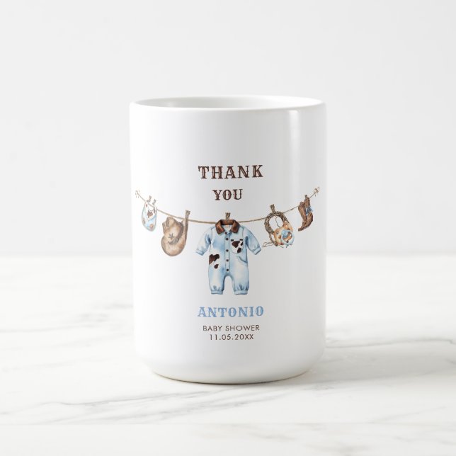 Watercolor Elegant Little Cowboy Rodeo Country Bab Kaffemugg (Center)