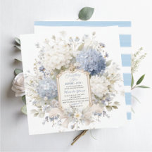 Watercolor Elegant  Något Blått Bröllopsdusch