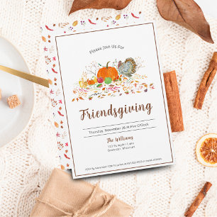 Watercolor Elegant Pumpkin, Turkiet Friendsgiving Inbjudningar