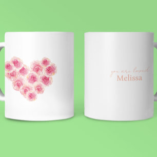 Watercolor elegant roligt ro peach rosa kärlek nam kaffemugg