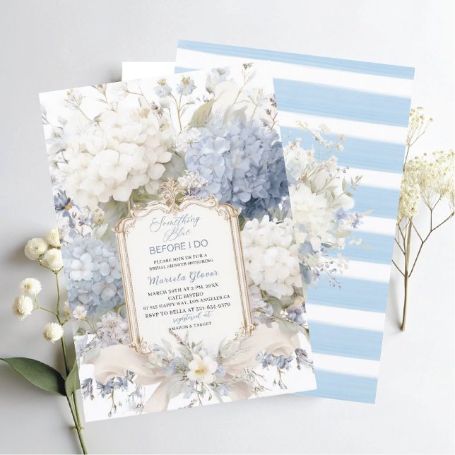 Watercolor Elegant  Something Blue Bridal Shower Inbjudningar (Skapare uppladdad)
