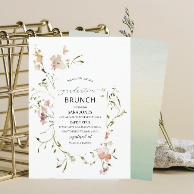 Watercolor Elegant Wildblommor-graderingInbjudan Inbjudningar (Skapare uppladdad)