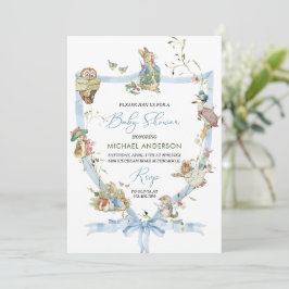 Watercolor Elegant WildblomPeter Rabbit Baby Sh Inbjudningar