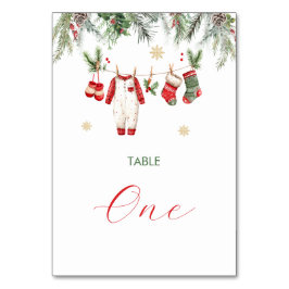 Watercolor Elegant Winter Santa Baby Christmas  Bordsnummer