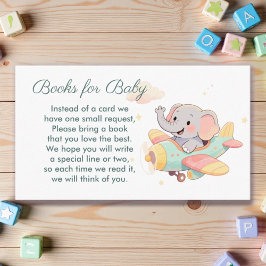 Watercolor Elephant Airplane Books for Baby Card Tilläggskort