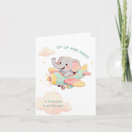 Watercolor Elephant Airplane Boy Invitation Inbjudan