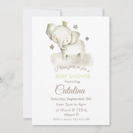 Watercolor Elephant Baby Shower Invitation Inbjudningar