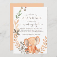 Watercolor Elephant Boho Safari Baby Shower