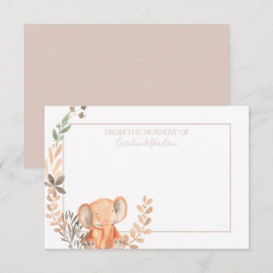 Watercolor Elephant Boho Safari Tack Kort