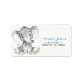 Watercolor Elephant Boy Adressetikett