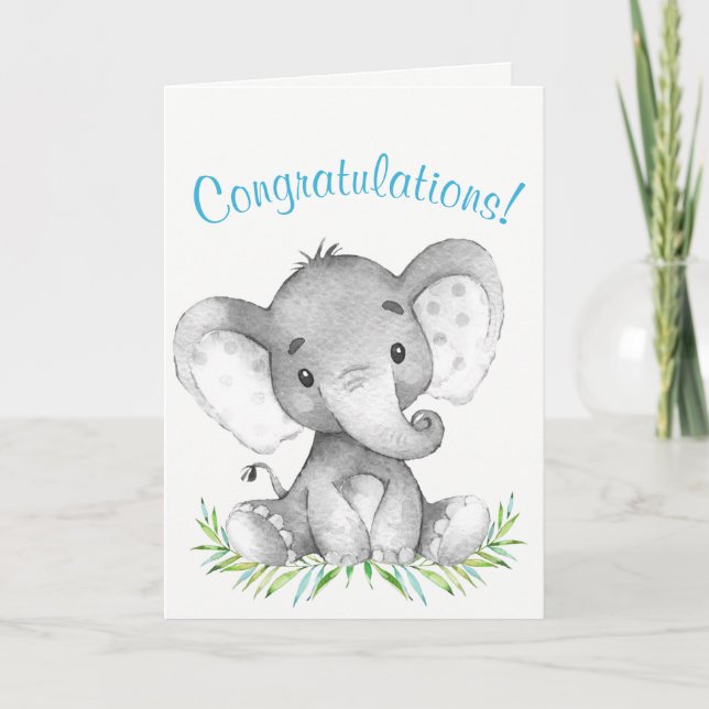 Watercolor Elephant Boy Grattiss Kort (Framsida)
