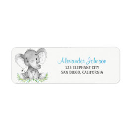 Watercolor Elephant Boy Returadress Etikett
