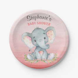 Watercolor Elephant Girl Baby Shower