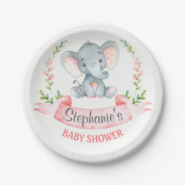 Watercolor Elephant Girl Baby Shower