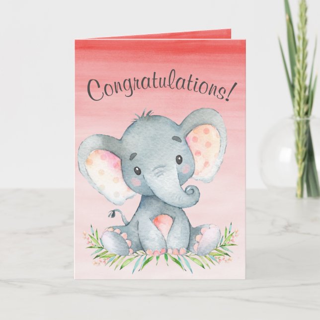 Watercolor Elephant Girl Grattiss Kort (Framsida)