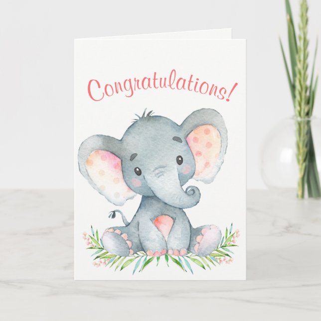 Watercolor Elephant Girl Grattiss Kort (Framsida)