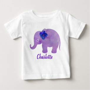 Watercolor Elephant Hibiscus Anpassade T-shirt