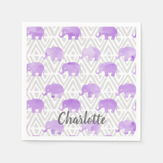 Watercolor Elephant Shibori Primitive Chevron Pappersservett (Framsidan)