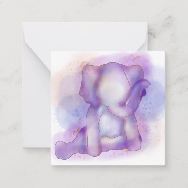 Watercolor Elephant w/ Faux Guld | Anteckningskort (Framsida)