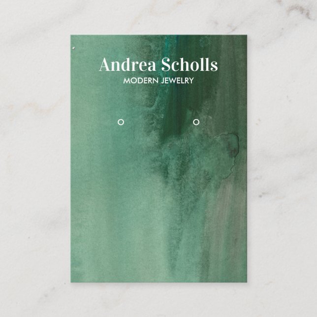 Watercolor Emerald Grönt Jewelry Earring Visning Visitkort (Framsida)
