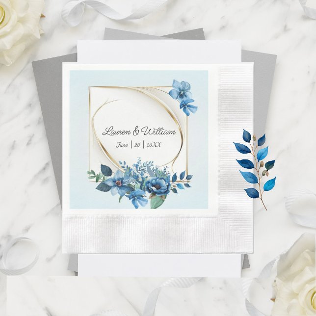 Watercolor Emerly Blommigt Bröllop Napkins Pappersservett (Skapare uppladdad)