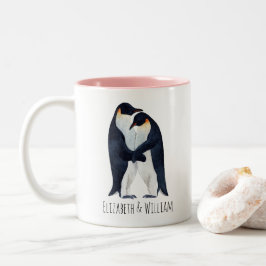 Watercolor Emperor Penguins par Namn Två-Tonad Mugg