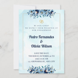 Watercolor Engagement Invitation Card Inbjudningar